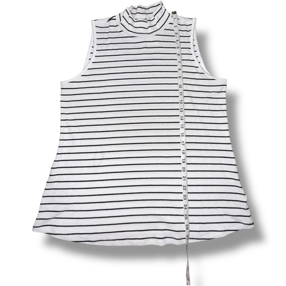 LANE BRYANT Mock Neck Ribbed Tank Classic Sleeveless - 18/20 White/ Black Stripe - Picture 11 of 14